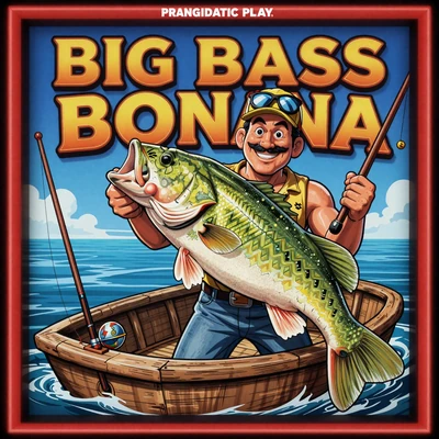 Big Bass Bonanza Pragmatic Play Slot Cover mit Cartoon-Fischer und gro&szlig;em Bass-Fisch