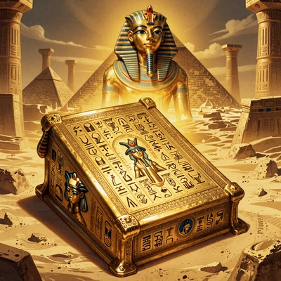 Ramses Book Gamomat Slot Cover mit goldenem &auml;gyptischen Zauberbuch und Pharao Ramses